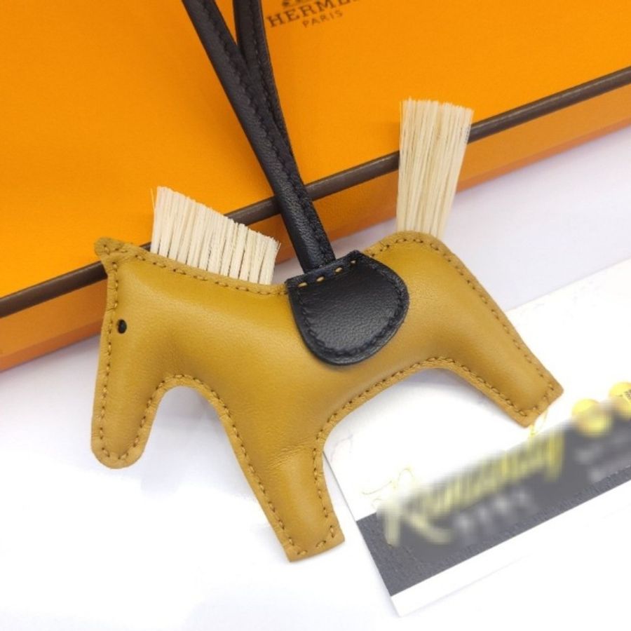Hermès RODEO MM 小羊皮馬毛小馬吊飾 棕/黑-3