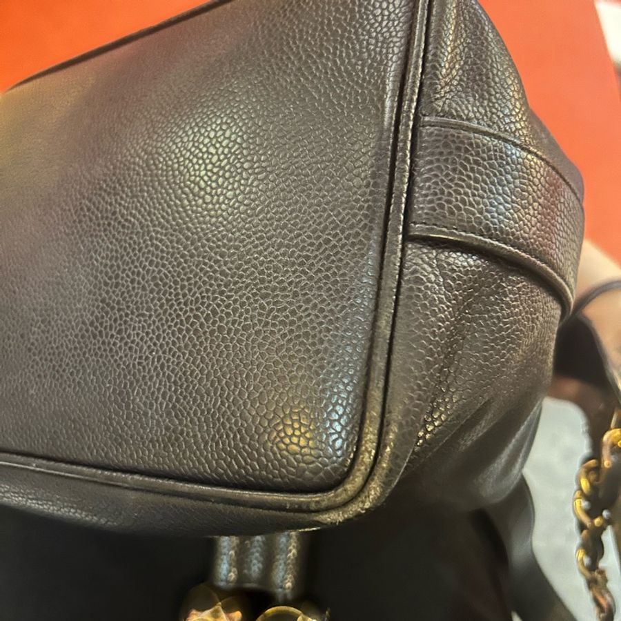 Chanel Vintago logo 黑色 古董包 束口金球水桶包-34
