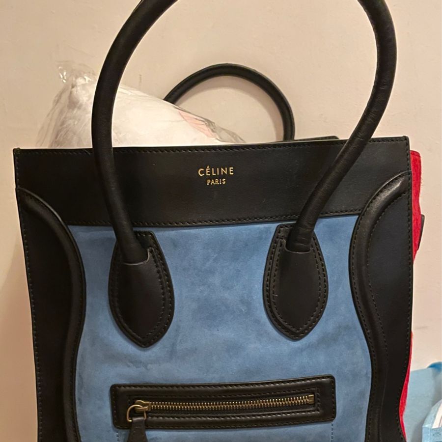 可議價 只想出清 Celine 囧臉包 mini 馬毛加麂皮拼接款 閒置品 大膽撞色-5