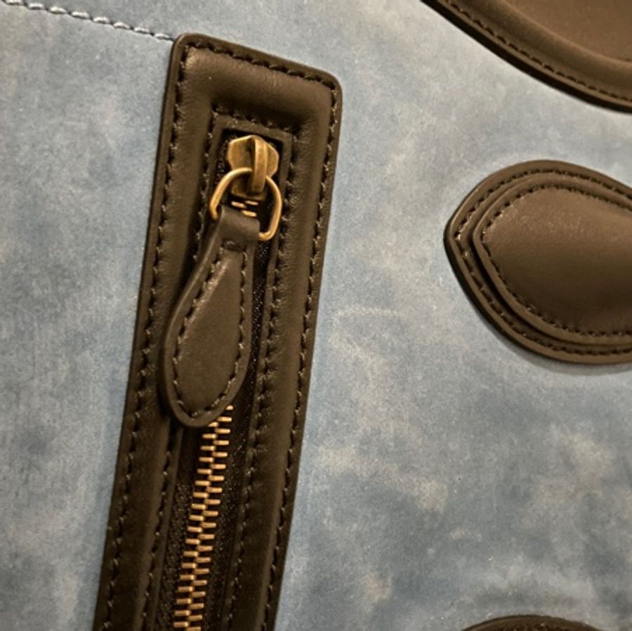 可議價 只想出清 Celine 囧臉包 mini 馬毛加麂皮拼接款 閒置品 大膽撞色-21