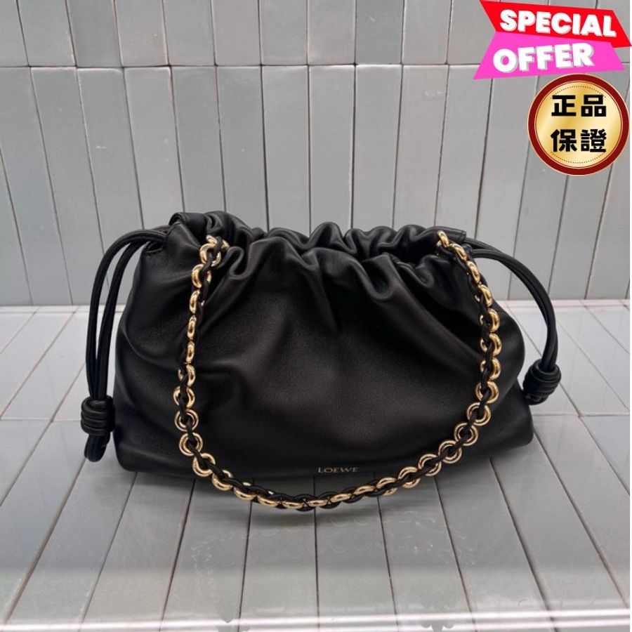 🎉新品好折扣✨Loewe 中款 金鍊小羊皮 Flamenco 包 黑色-0