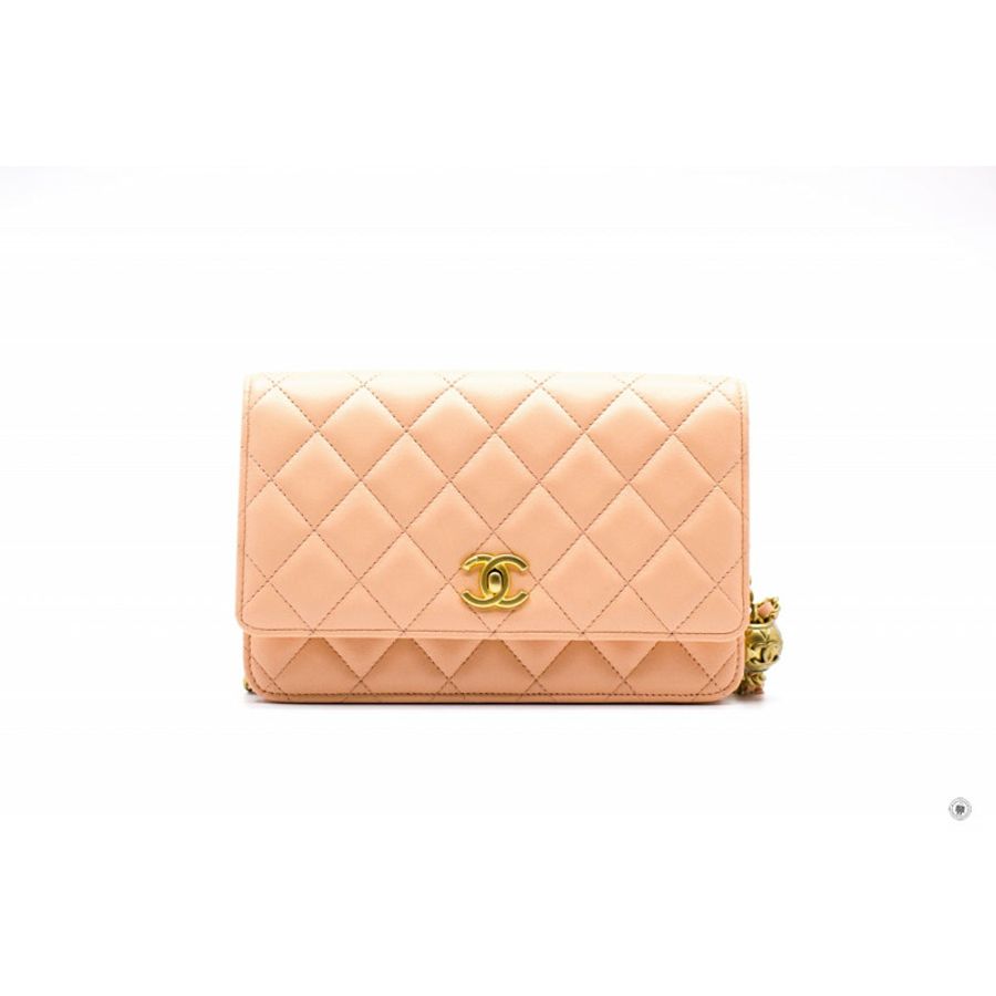 Chanel AP1450 B02916 Pearl Crush Wallet ON Chain Woc  Apricot / NG119 Lambskin Shoulder Bags Gbhw-0