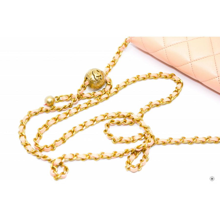 Chanel AP1450 B02916 Pearl Crush Wallet ON Chain Woc  Apricot / NG119 Lambskin Shoulder Bags Gbhw-5