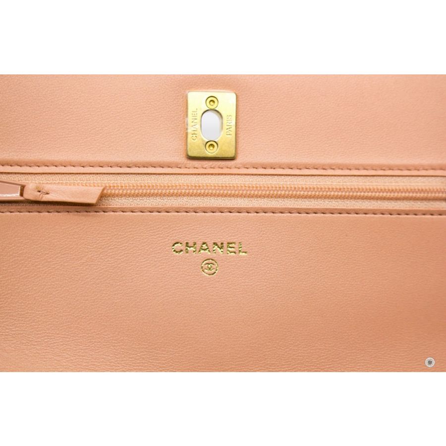Chanel AP1450 B02916 Pearl Crush Wallet ON Chain Woc  Apricot / NG119 Lambskin Shoulder Bags Gbhw-6