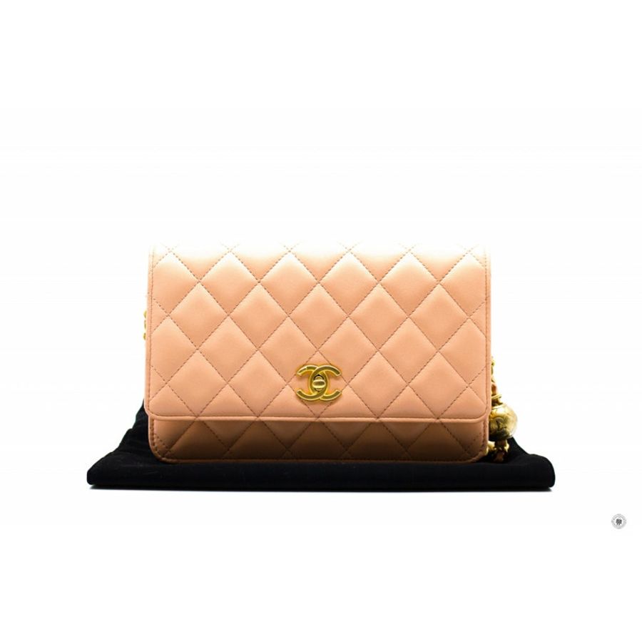 Chanel AP1450 B02916 Pearl Crush Wallet ON Chain Woc  Apricot / NG119 Lambskin Shoulder Bags Gbhw-10