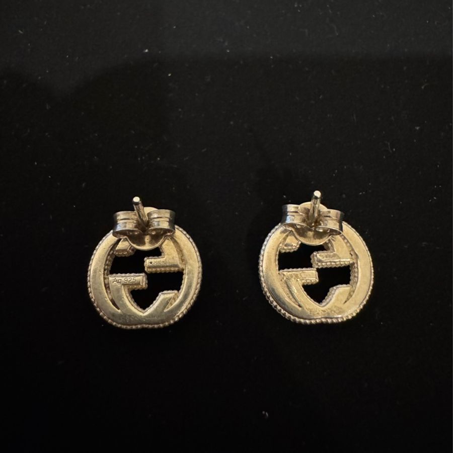 GUCCI INTERLOCKING純銀耳環-4