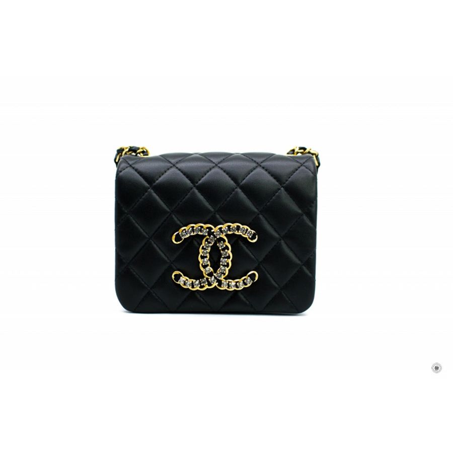 Chanel AS2599 B05828 Mini Flap Bag Black / 94305 Lambskin Shoulder Bags Gbhw-0