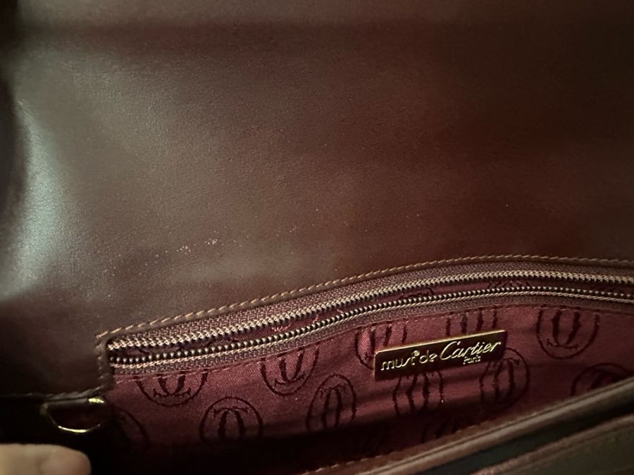 Cartier vintage 紅色皮革手提包 /斜孭袋/側孭袋-11
