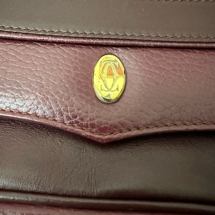 Cartier vintage 紅色皮革手提包 /斜孭袋/側孭袋-12