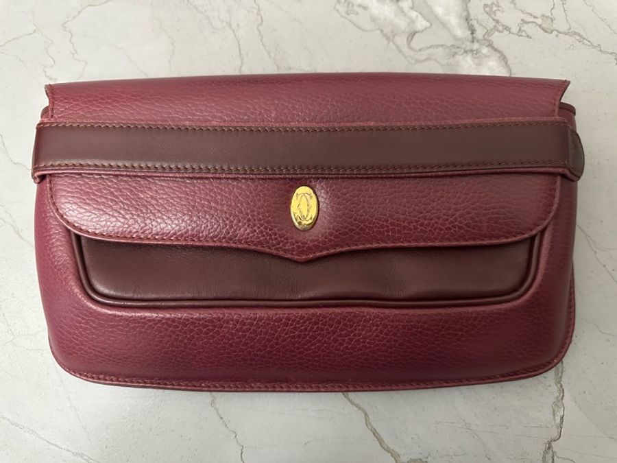 Cartier vintage 紅色皮革手提包 /斜孭袋/側孭袋-14
