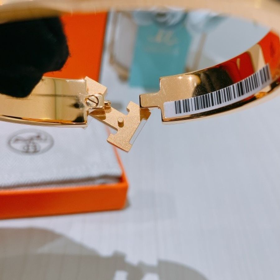 愛馬仕黑金色手環 Hermes Clic H Bracelet Pm Size Black X Gold-6