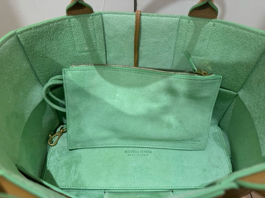 BOTTEGA VENETA BV 652867 ARCO S 雙色全皮大格編織手提包-9
