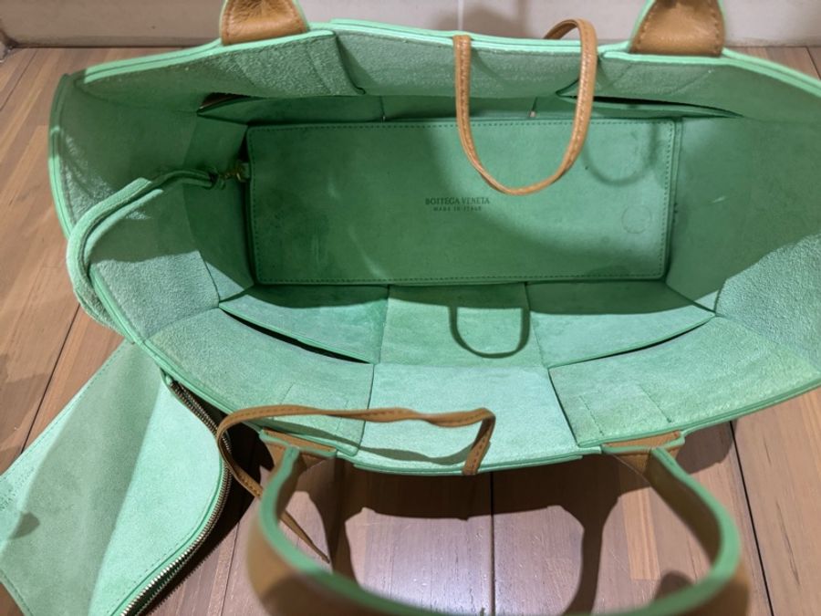BOTTEGA VENETA BV 652867 ARCO S 雙色全皮大格編織手提包-10