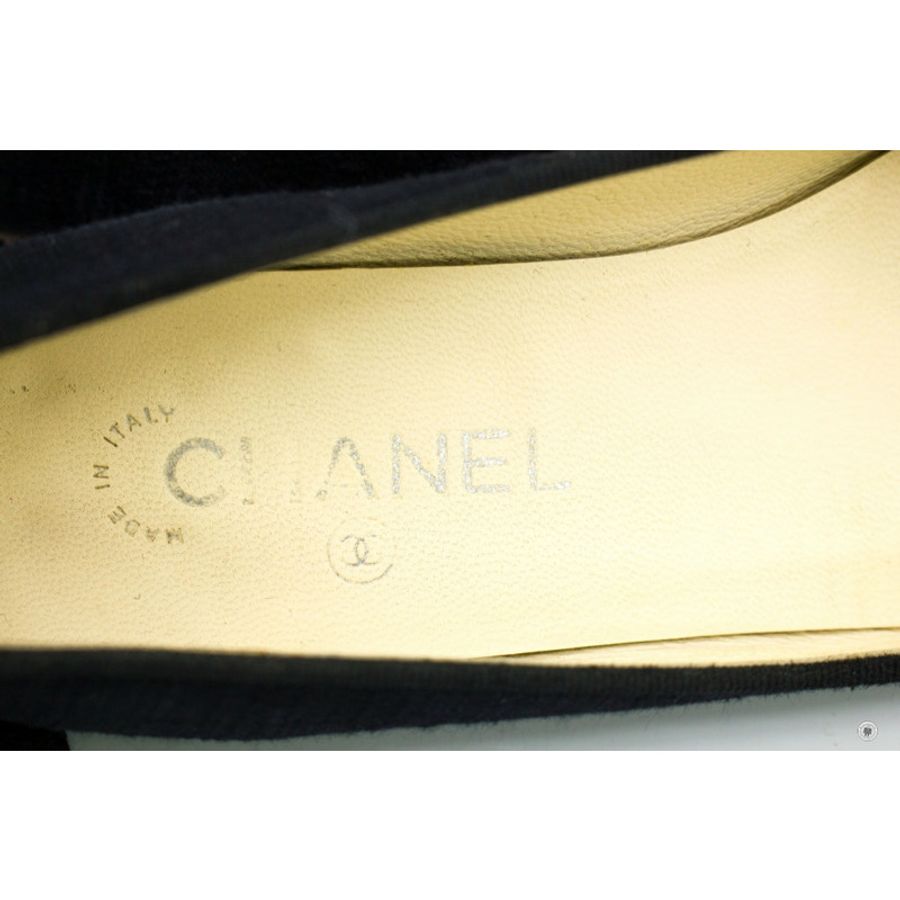 Chanel Ballerinas Black Fabric 37.5 Flat-2