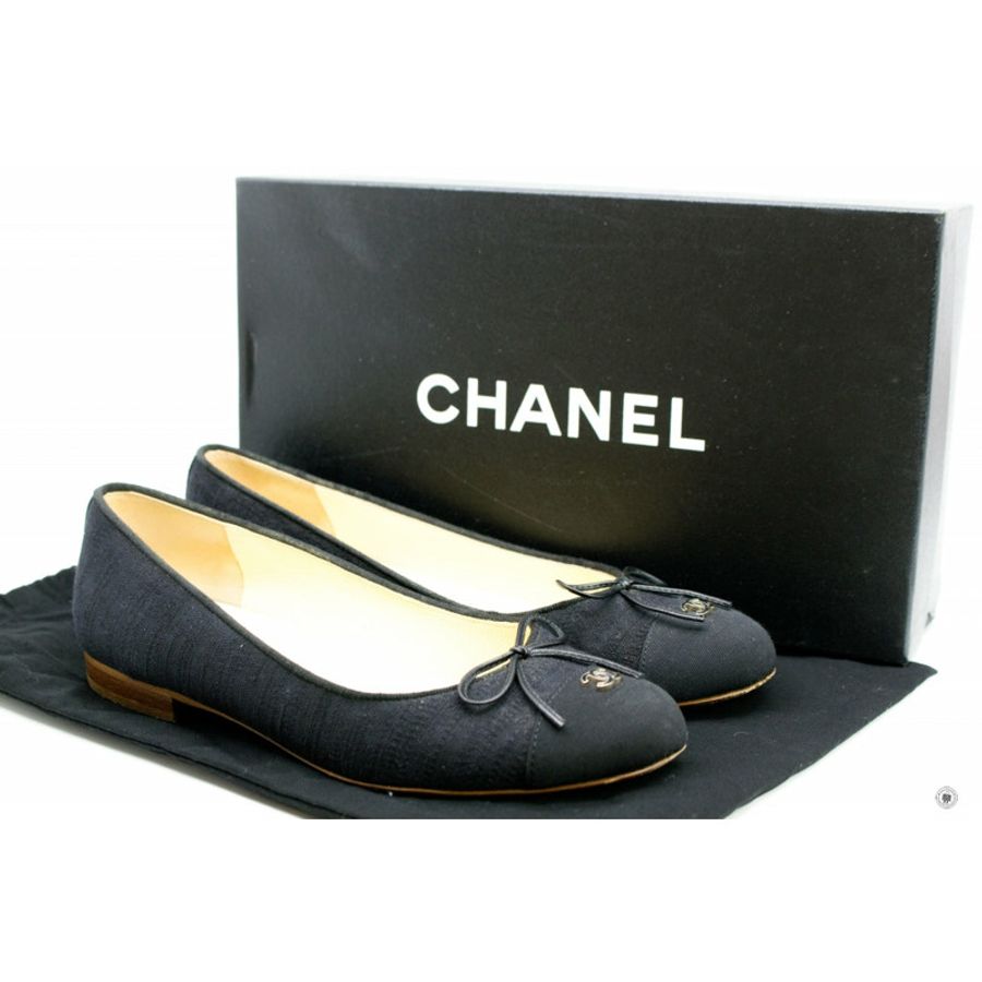 Chanel Ballerinas Black Fabric 37.5 Flat-5