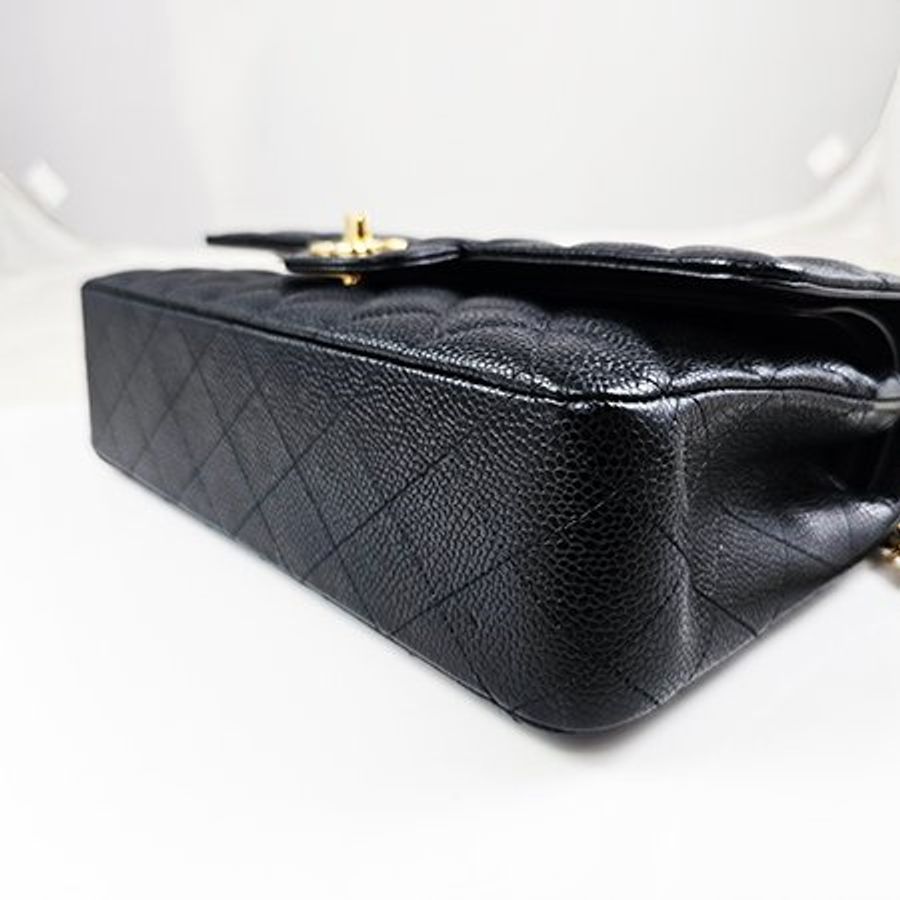 已售出*CHANEL黑色荔枝紋牛皮COCO 11.12 金釦25CM鏈帶兩用包 A01112-4
