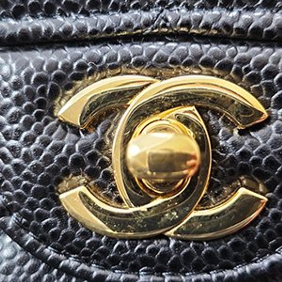 已售出*CHANEL黑色荔枝紋牛皮COCO 11.12 金釦25CM鏈帶兩用包 A01112-5