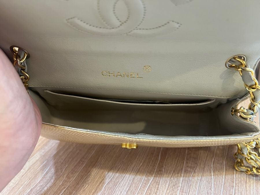 香奈兒Chanel 絕版蜥蜴皮大Logo-3