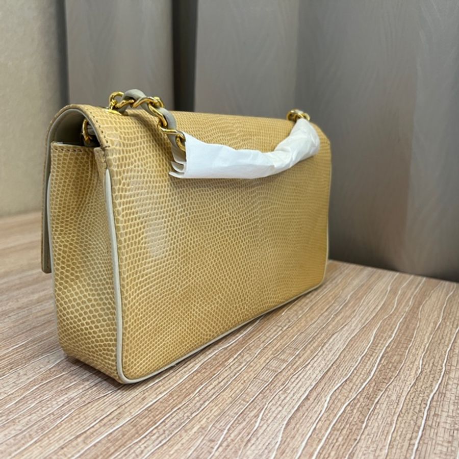香奈兒Chanel 絕版蜥蜴皮大Logo-8