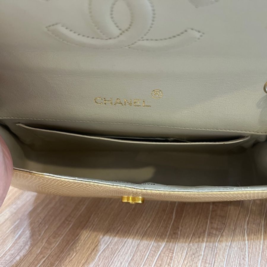 香奈兒Chanel 絕版蜥蜴皮大Logo-11