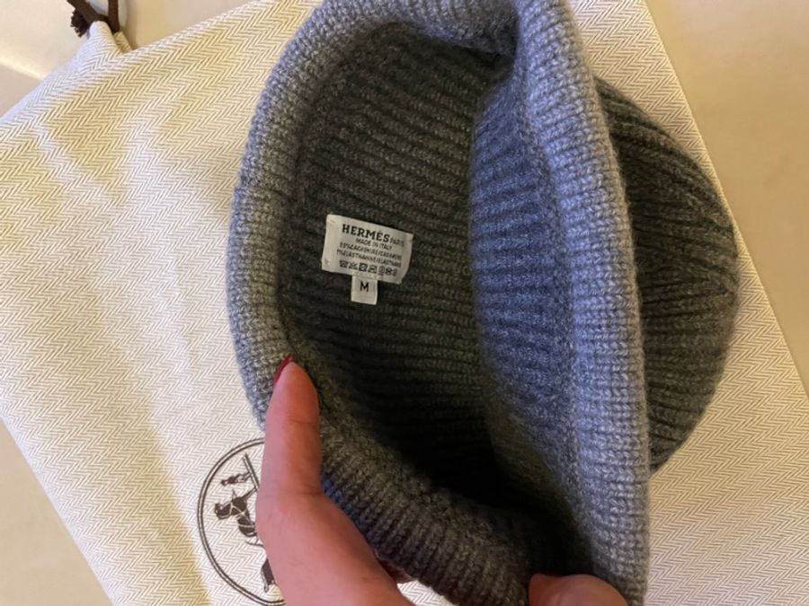 Hermes 灰色針織毛帽 冷帽 毛線帽-2