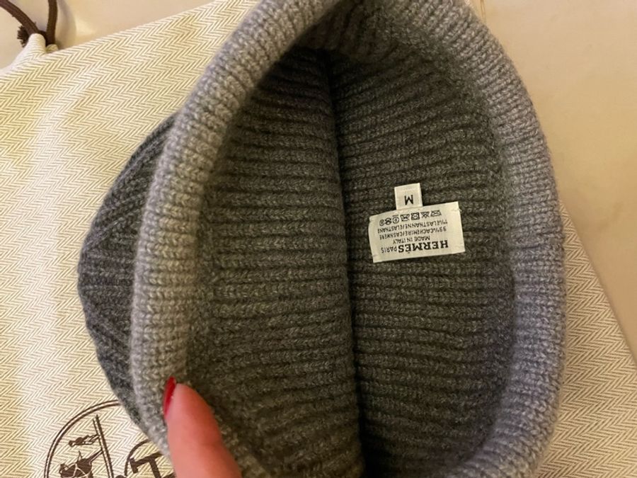 Hermes 灰色針織毛帽 冷帽 毛線帽-5