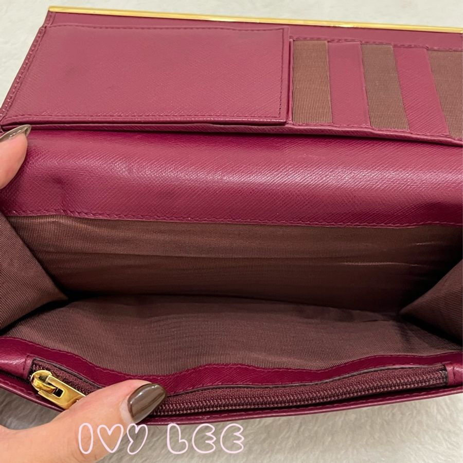 Salvatore Ferragamo 酒紅色 精品長夾 二手精品-5