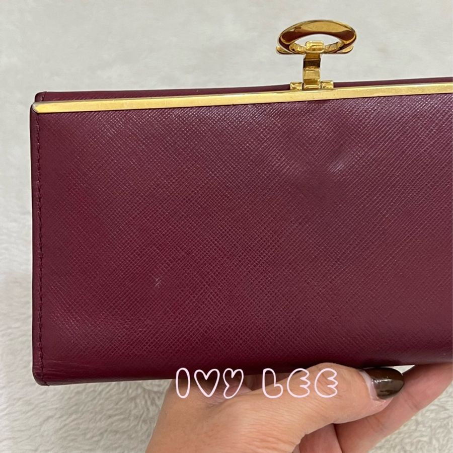 Salvatore Ferragamo 酒紅色 精品長夾 二手精品-30