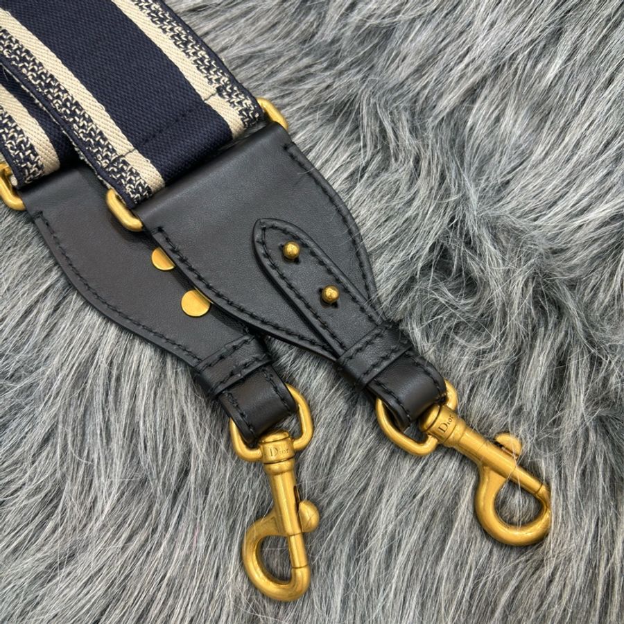 Christian Dior S8557 CBTE LOGO 深藍帆布 刺繡 老花 字紋 原花 金釦 替換帶 肩背帶 斜背帶 加長帶-4