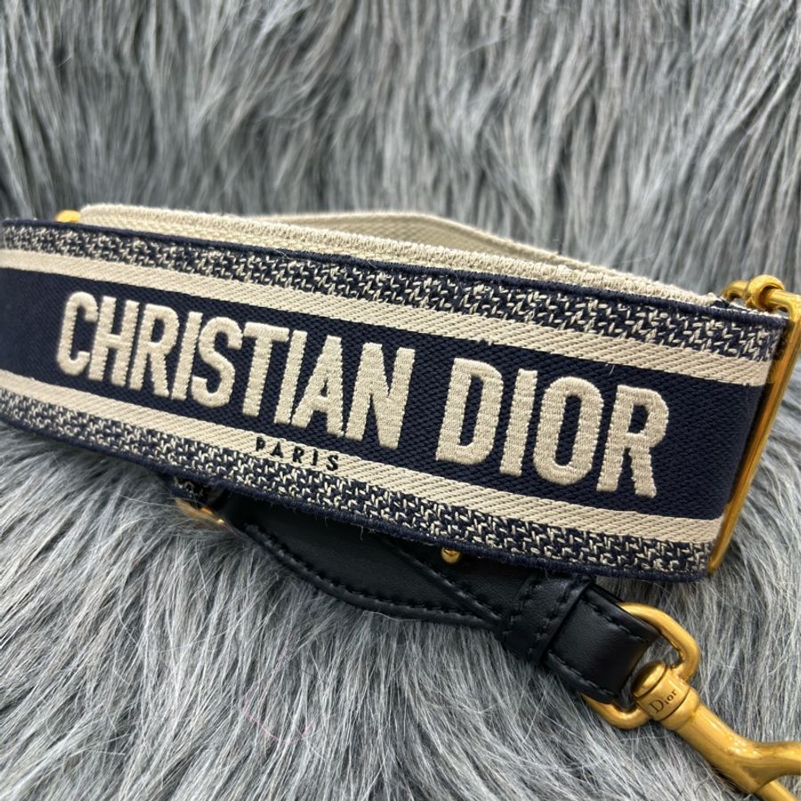 Christian Dior S8557 CBTE LOGO 深藍帆布 刺繡 老花 字紋 原花 金釦 替換帶 肩背帶 斜背帶 加長帶-12