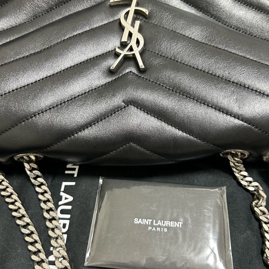 全新真品✨Saint Laurent YSL 57中款 Lou Lou 小羊皮銀鍊包 黑色-13