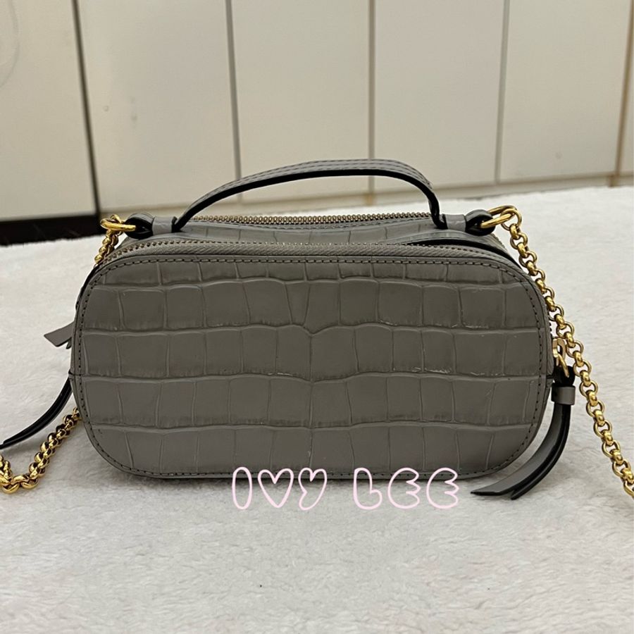 CHLOÉ mini Vanity crossbody bag 質感灰 鱷魚壓紋小牛皮 肩背包 斜背包 二手精品-1