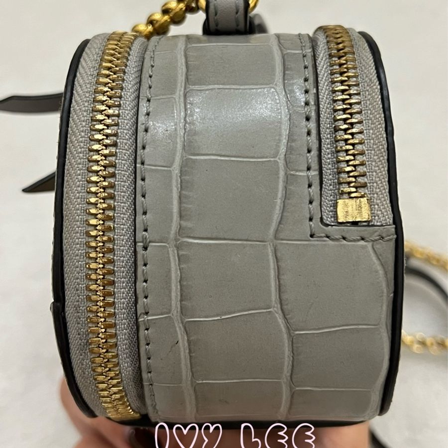 CHLOÉ mini Vanity crossbody bag 質感灰 鱷魚壓紋小牛皮 肩背包 斜背包 二手精品-4