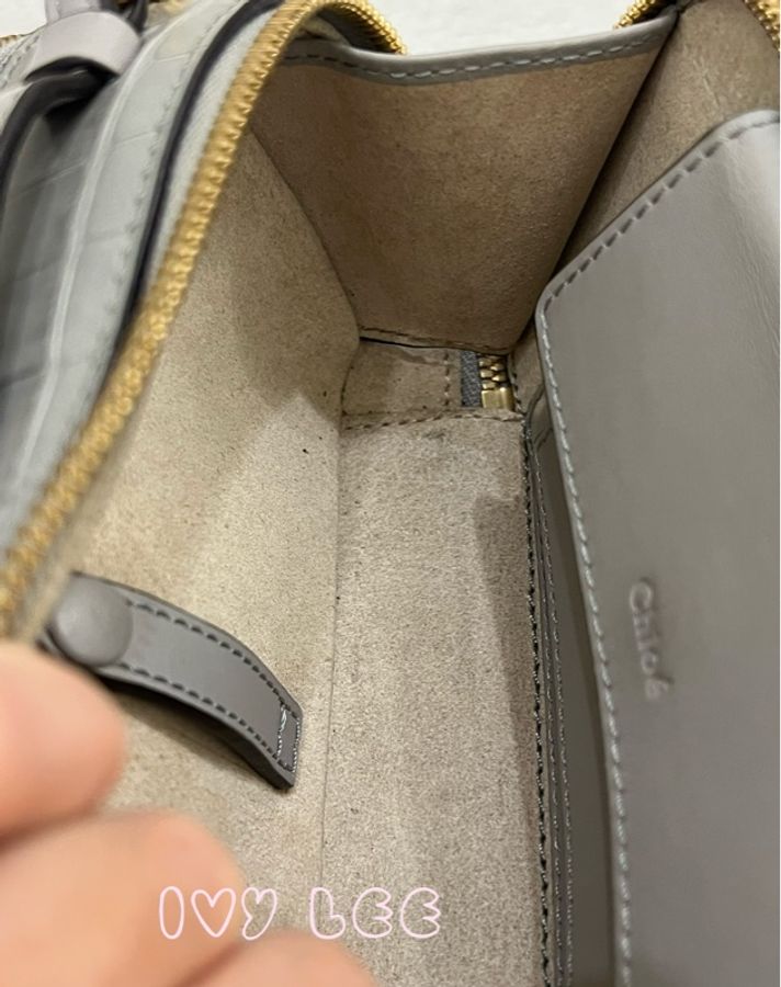 CHLOÉ mini Vanity crossbody bag 質感灰 鱷魚壓紋小牛皮 肩背包 斜背包 二手精品-9