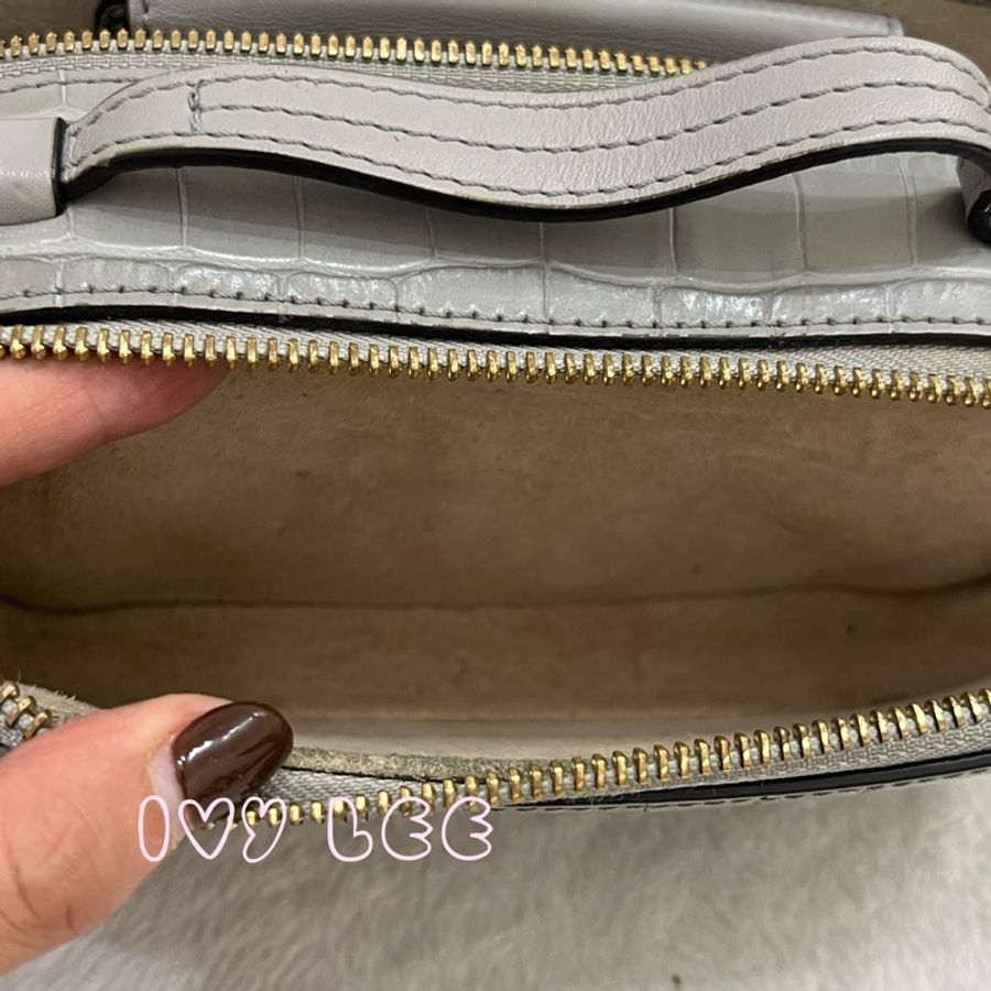 CHLOÉ mini Vanity crossbody bag 質感灰 鱷魚壓紋小牛皮 肩背包 斜背包 二手精品-12