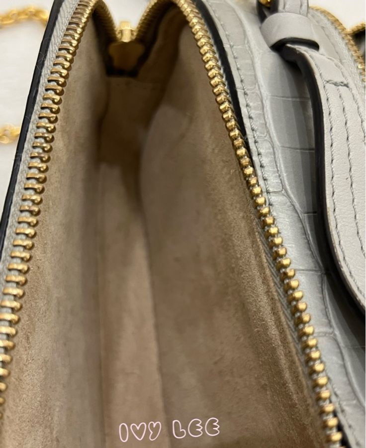 CHLOÉ mini Vanity crossbody bag 質感灰 鱷魚壓紋小牛皮 肩背包 斜背包 二手精品-13