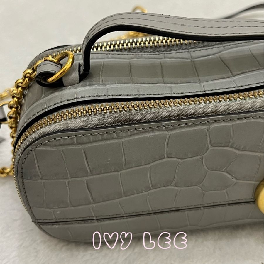 CHLOÉ mini Vanity crossbody bag 質感灰 鱷魚壓紋小牛皮 肩背包 斜背包 二手精品-15