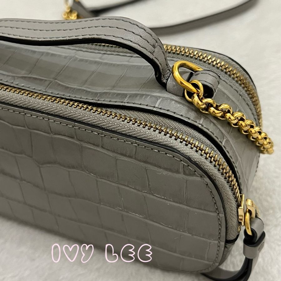 CHLOÉ mini Vanity crossbody bag 質感灰 鱷魚壓紋小牛皮 肩背包 斜背包 二手精品-18