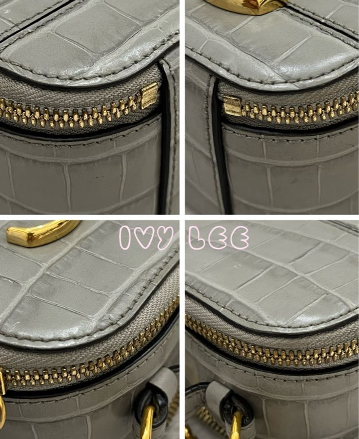 CHLOÉ mini Vanity crossbody bag 質感灰 鱷魚壓紋小牛皮 肩背包 斜背包 二手精品-19