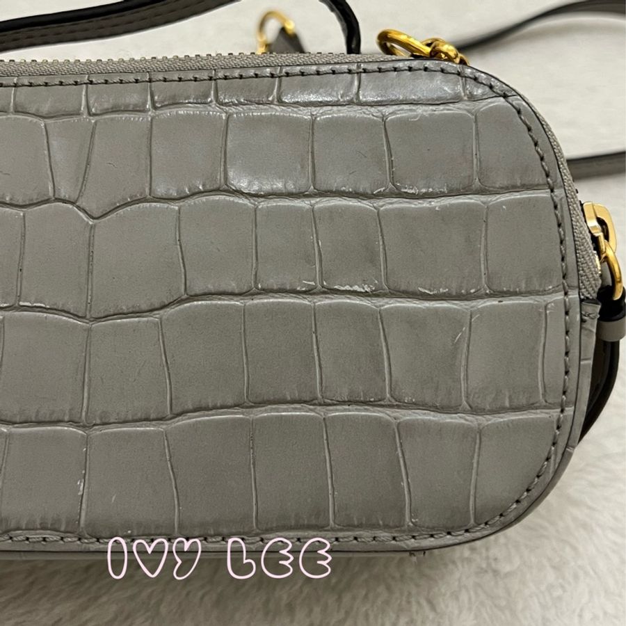 CHLOÉ mini Vanity crossbody bag 質感灰 鱷魚壓紋小牛皮 肩背包 斜背包 二手精品-30