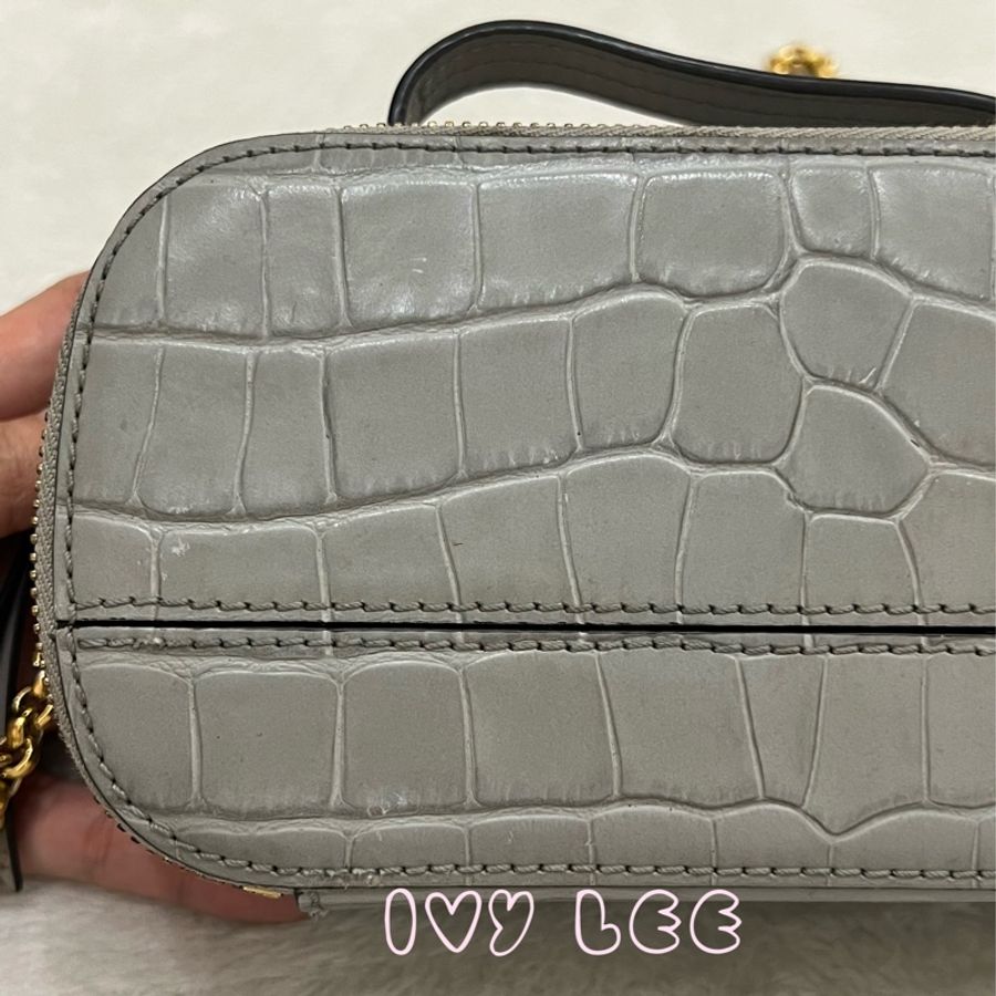 CHLOÉ mini Vanity crossbody bag 質感灰 鱷魚壓紋小牛皮 肩背包 斜背包 二手精品-31