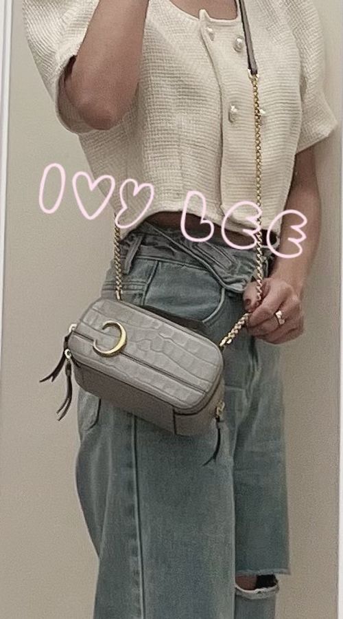 CHLOÉ mini Vanity crossbody bag 質感灰 鱷魚壓紋小牛皮 肩背包 斜背包 二手精品-34