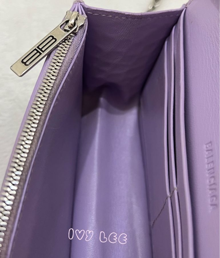 BALENCIAGA 688894 WOC 銀扣肩背包 斜背包 薰衣草紫鱷魚壓紋小牛皮 二手精品-7