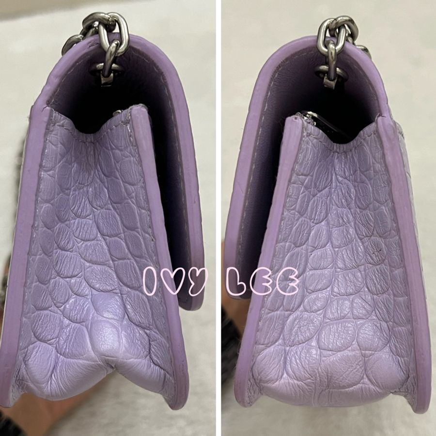 BALENCIAGA 688894 WOC 銀扣肩背包 斜背包 薰衣草紫鱷魚壓紋小牛皮 二手精品-13