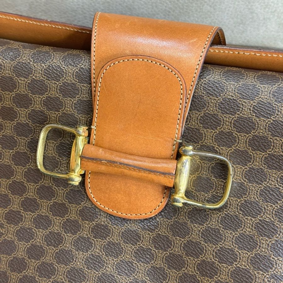 CELINE vintage 老花特殊馬銜釦上蓋書包/ 斜背包🩶復古美感-1