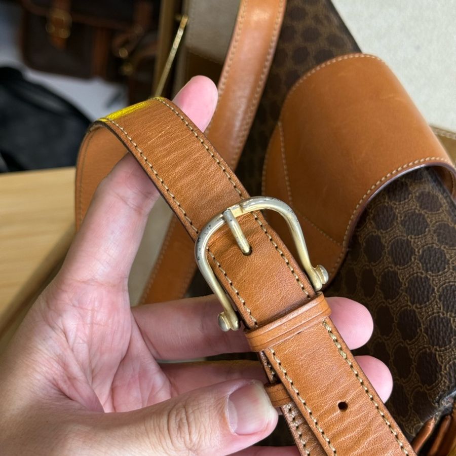 CELINE vintage 老花特殊馬銜釦上蓋書包/ 斜背包🩶復古美感-21