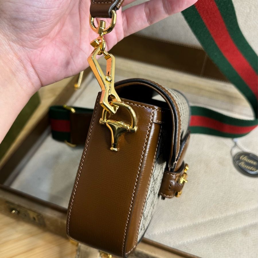 GUCCI Horsebit 1955馬銜釦小款翻蓋包/斜背包🎼超美貨色-13