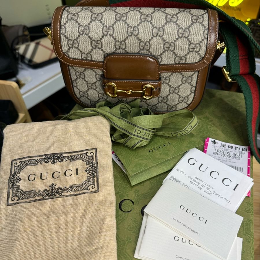 GUCCI Horsebit 1955馬銜釦小款翻蓋包/斜背包🎼超美貨色-28