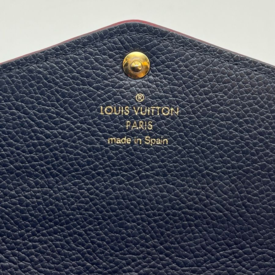 LOUIS VUITTON LV 深藍原花壓紋皮革長夾 全配 EMPREINTE SARAH-8