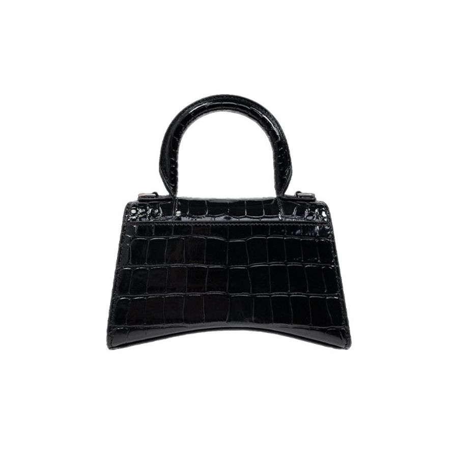Balenciaga Hourglass Xs Crocodile Embossed Crossbody Bag for Women in Black (592833-1LR6Y-1000)-2